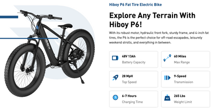 Hiboy P6 Fat Tire Ebike