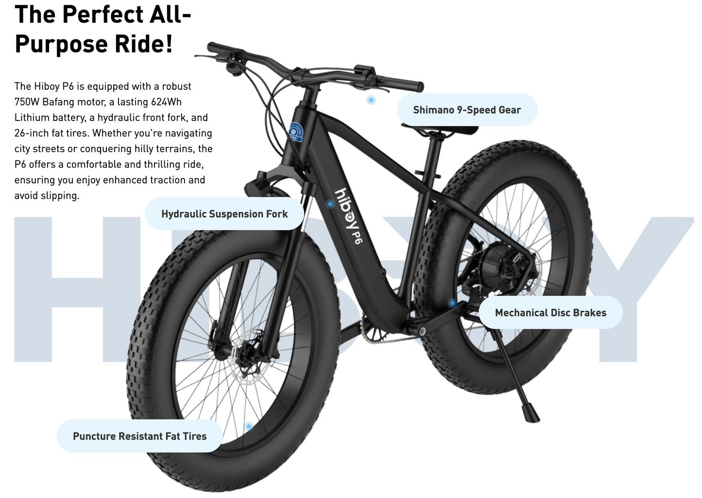 Hiboy P6 Fat Tire Ebike