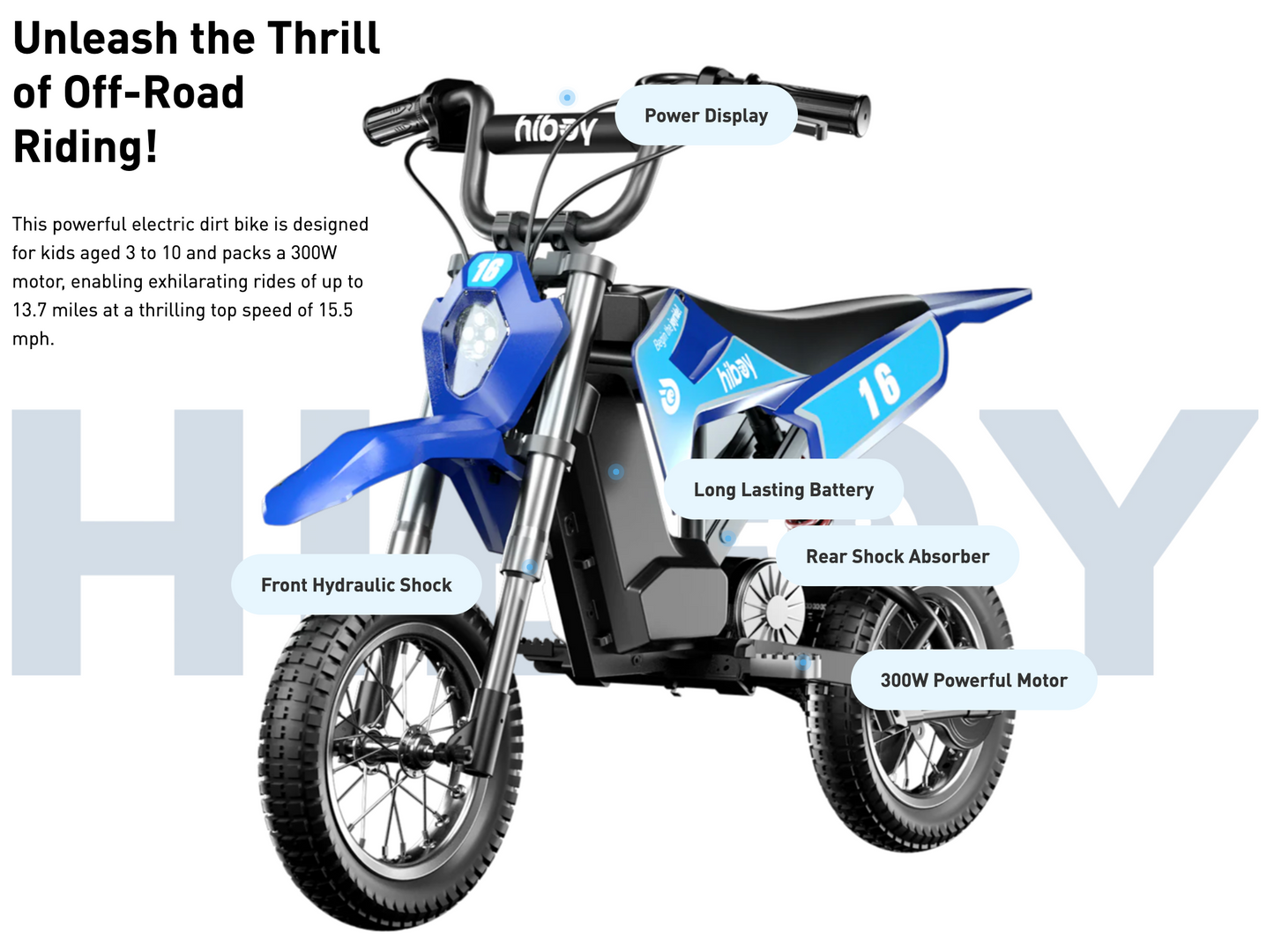 Hiboy DK1 Electric Dirt Bikes (Kids 3-10)